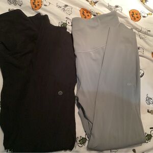 Lululemon Gray and Black Ribbed Athletic Leggings